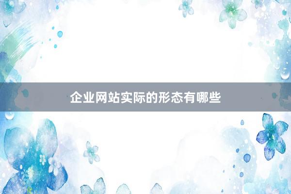 企业网站实际的形态有哪些